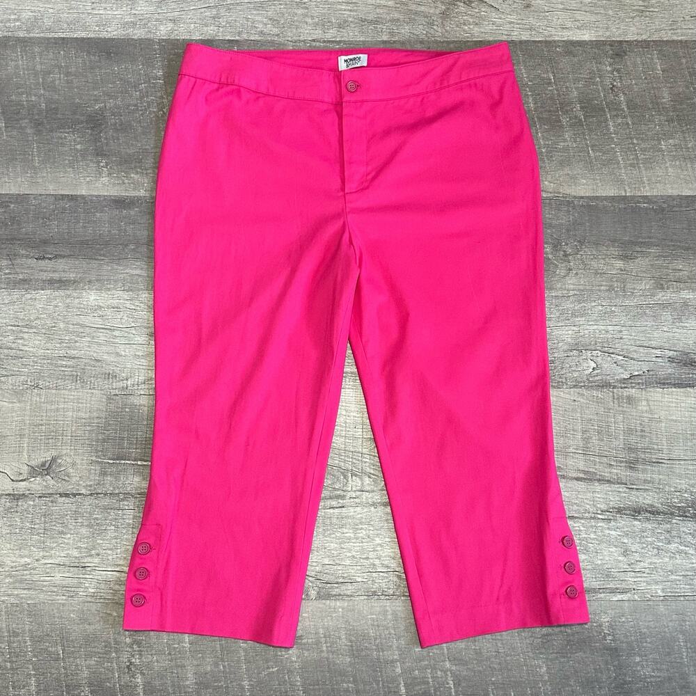 Monroe & Main Straight Crop Pant Womens 18W (37X22) High Waist Hot Pink Stretch